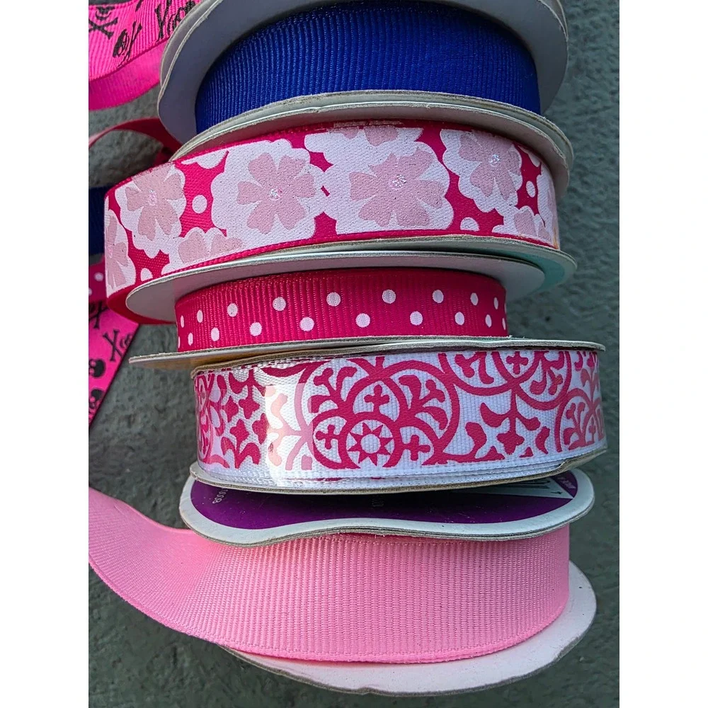 Celebrate It Craft Ribbon Lot 10‎ Spools Grosgrain Satin Glitter Floral Skulls